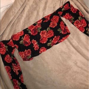 rose off the shoulder top